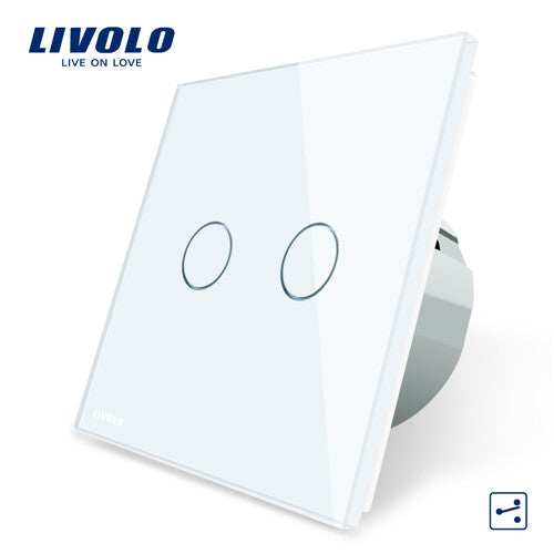 Livolo EU Standard Wall Switch 2 Way Control Touch Screen Switch,  Crystal Glass Panel