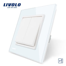 Charger l&#39;image dans la galerie, Livolo  EU standard Luxury White/Black Crystal Glass Panel, Two Gangs,2 Way