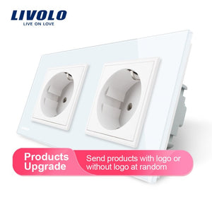 Livolo EU Standard Wall Power Socket, 4colors Crystal Glass Panel