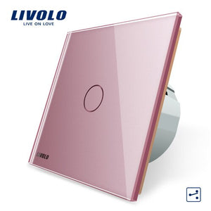 Livolo EU Standard Wall 2 Way Touch Control Switch, 7colors Crystal Glass Panel
