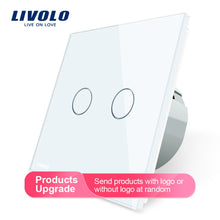 Charger l&#39;image dans la galerie, Livolo 2 Gang 1 Way Wall Light Touch Switch,Wall home switch,Crystal Glass Switch