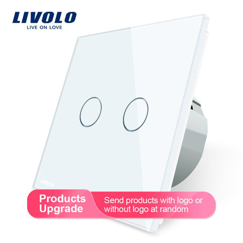 Livolo 2 Gang 1 Way Wall Light Touch Switch,Wall home switch,Crystal Glass Switch