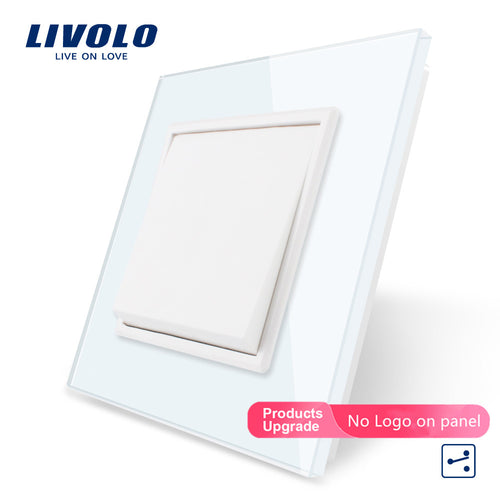 Livolo EU standard   Luxury White/Black crystal glass panel, Push button 2 Way switch