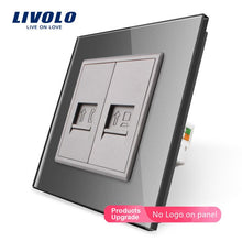 Charger l&#39;image dans la galerie, Livolo Manufacture7colors Crystal Glass Panel,2 Gangs Wall Tel and Com Socket