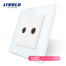 Carica l&#39;immagine nel visualizzatore di Gallery, Livolo Wholesale/Retail, Crystal Glass Panel, 2 Gangs TV Socket, Without Plug adapter