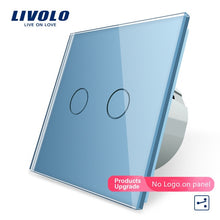 Load image into Gallery viewer, Livolo EU Standard Touch Switch, 2Gang 2Way Control, 7colors Crystal Glass Panel