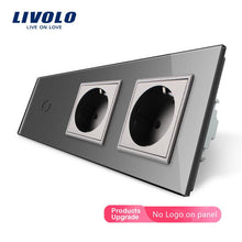 Laden Sie das Bild in den Galerie-Viewer, Livolo EU Standard New Power Socket, AC 220~250V,Crystal Glass Outlet Panel, 2Gang