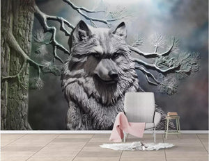 Custom wallpaper 3D photo mural embossed forest wolf living room wall decoration painting 3d