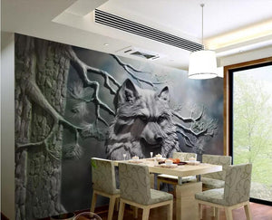 Custom wallpaper 3D photo mural embossed forest wolf living room wall decoration painting 3d