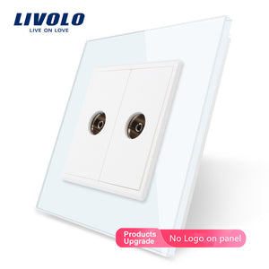 Livolo Wholesale/Retail, Crystal Glass Panel, 2 Gangs TV Socket, Without Plug adapter