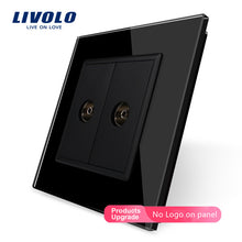 Charger l&#39;image dans la galerie, Livolo Wholesale/Retail, Crystal Glass Panel, 2 Gangs TV Socket, Without Plug adapter