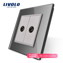 Charger l&#39;image dans la galerie, Livolo Wholesale/Retail, Crystal Glass Panel, 2 Gangs TV Socket, Without Plug adapter