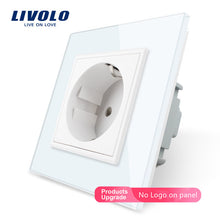 Charger l&#39;image dans la galerie, Livolo EU Standard Power Socket, White Crystal Glass Panel, AC 110~250V 16A