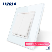 Charger l&#39;image dans la galerie, Livolo  EU standard Luxury White/Black Crystal Glass Panel, Two Gangs,2 Way