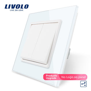 Livolo  EU standard Luxury White/Black Crystal Glass Panel, Two Gangs,2 Way