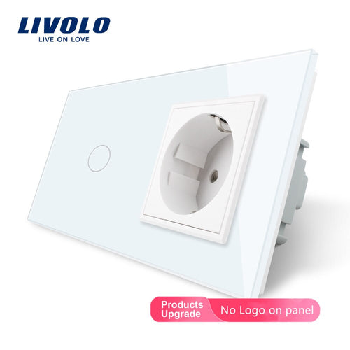 Livolo EU standard Touch Switch,White Crystal Glass Panel, AC 220~250V 16A