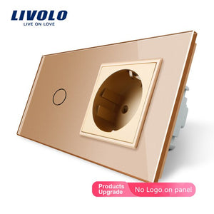 Livolo EU standard Touch Switch,White Crystal Glass Panel, AC 220~250V 16A