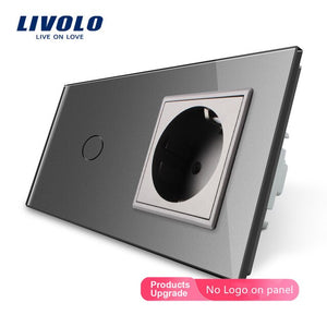 Livolo EU standard Touch Switch,White Crystal Glass Panel, AC 220~250V 16A