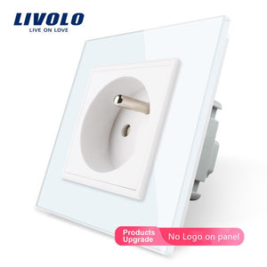 Livolo New Outlet,French Standard Wall Power Socket, VL-C7C1FR-11,White Crystal