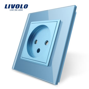Livolo EU Standard Israel Power Socket,Crystal Glass Panel,100~250V 16A Wall Power Socket