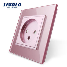 Laden Sie das Bild in den Galerie-Viewer, Livolo EU Standard Israel Power Socket,Crystal Glass Panel,100~250V 16A Wall Power Socket