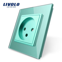 Carica l&#39;immagine nel visualizzatore di Gallery, Livolo EU Standard Israel Power Socket,Crystal Glass Panel,100~250V 16A Wall Power Socket