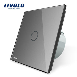 Livolo EU Standard Switch Wall Touch Switch Luxury White Crystal Glass, 1 Gang 1 Way Switch