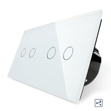 Laden Sie das Bild in den Galerie-Viewer, Livolo, EU Standard 4 Gang 2 Way Touch Switch, Tempered Glass Panel, Home Wall Light Switch