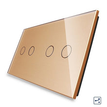 Laden Sie das Bild in den Galerie-Viewer, Livolo, EU Standard 4 Gang 2 Way Touch Switch, Tempered Glass Panel, Home Wall Light Switch