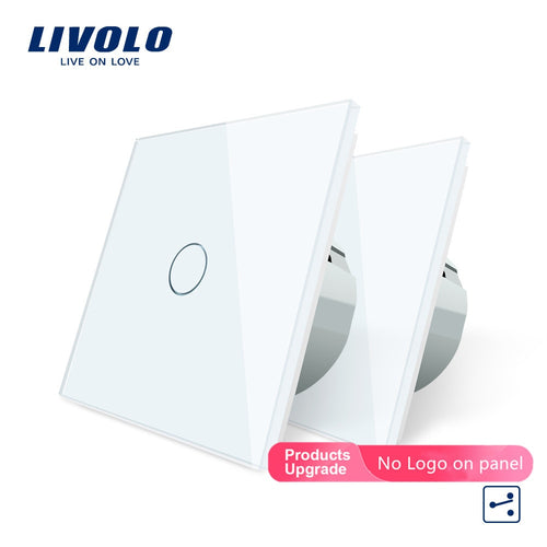 Livolo EU Standard 2 Ways Control Wall Touch Screen Switch, 7Colors CrystalPanel