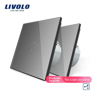 Livolo EU Standard 2 Ways Control Wall Touch Screen Switch, 7Colors CrystalPanel