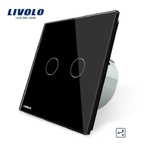 Livolo EU Standard Touch Switch, 2 Gang 2 Way Control,Crystal Glass Panel