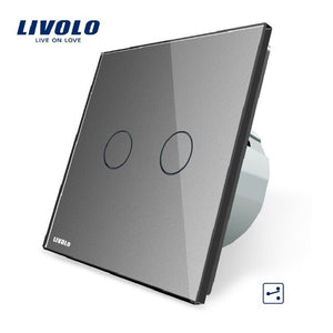Livolo EU Standard Touch Switch, 2 Gang 2 Way Control,Crystal Glass Panel