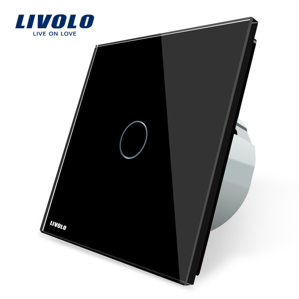 Free Shipping, Livolo Touch Switch, VL-C701-12, Black Crystal Glass Switch