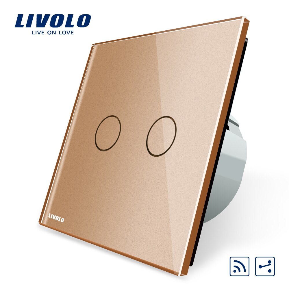 Livolo Touch Remote Switch, 2 Gangs 2 Way, AC 220~250V + LED Indicator, VL-C702SR