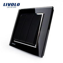 Charger l&#39;image dans la galerie, Livolo New Push Button Switch,Crystal Glass Panel,  Wall Light 3 Gang 1 Way