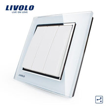 Charger l&#39;image dans la galerie, Livolo New Push Button Switch,Crystal Glass Panel,  Wall Light 3 Gang 1 Way