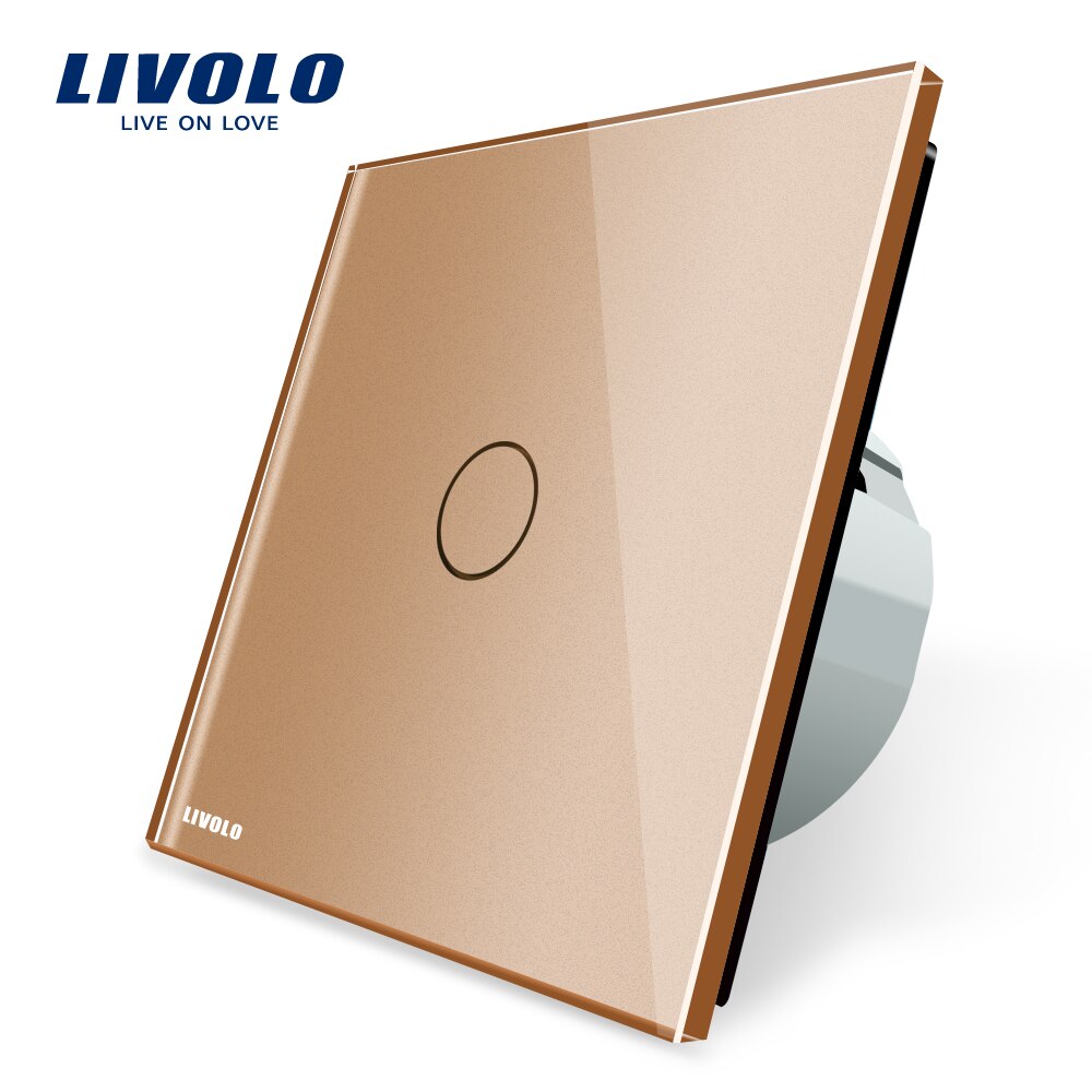 Livolo New Type Touch Switch, Golden Color, 220~250V Touch Screen Wall Light Switch