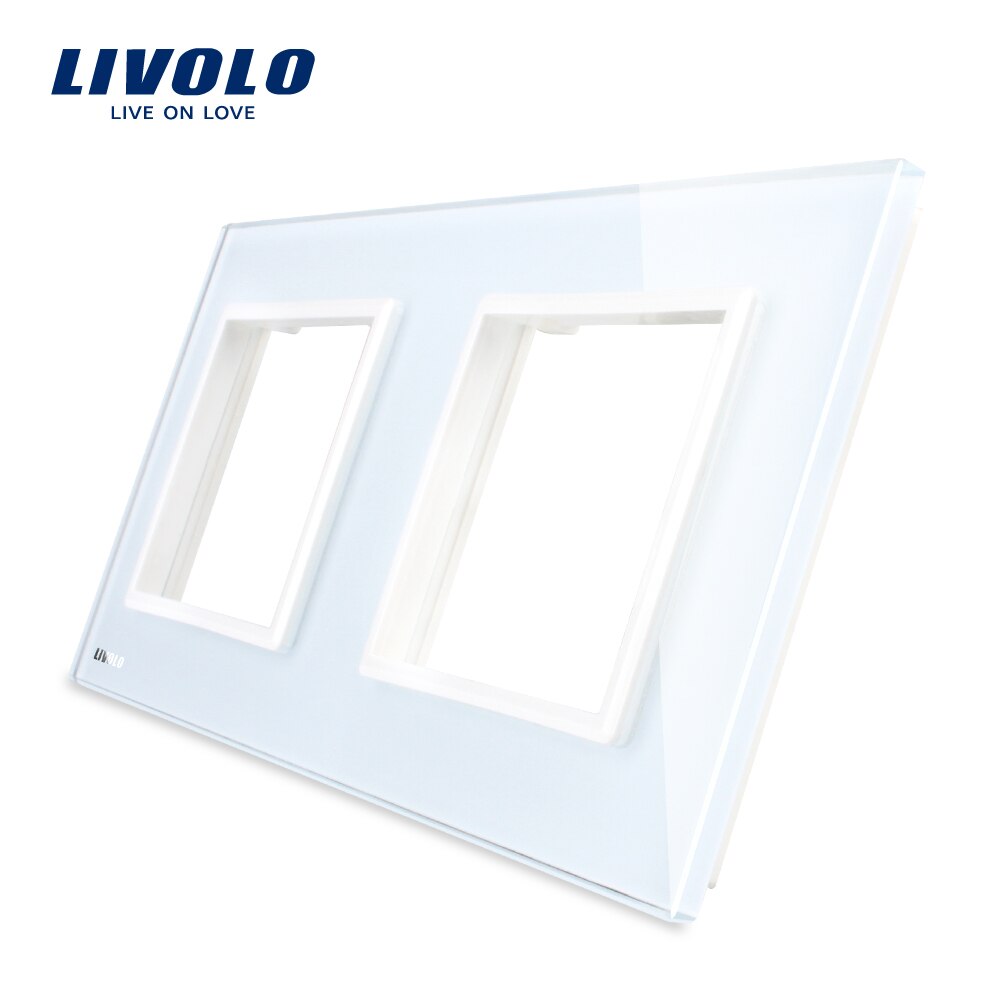 Livolo Luxury White Pearl Crystal Glass, 150mm*80mm, EU standard