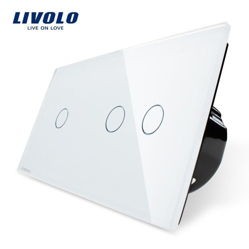 Livolo EU Standard, Touch Switch, White Crystal Glass Panel,Wall Light Smart