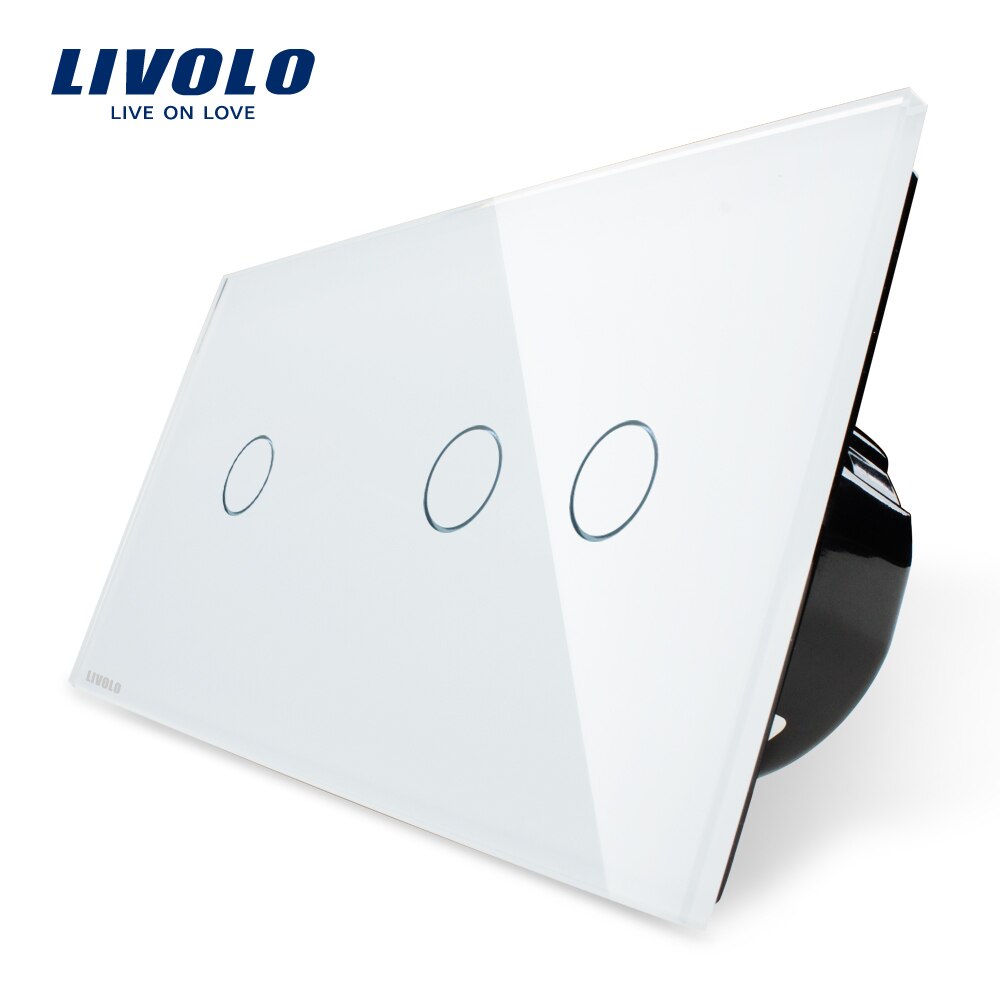 Livolo EU Standard, Touch Switch, White Crystal Glass Panel,Wall Light Smart
