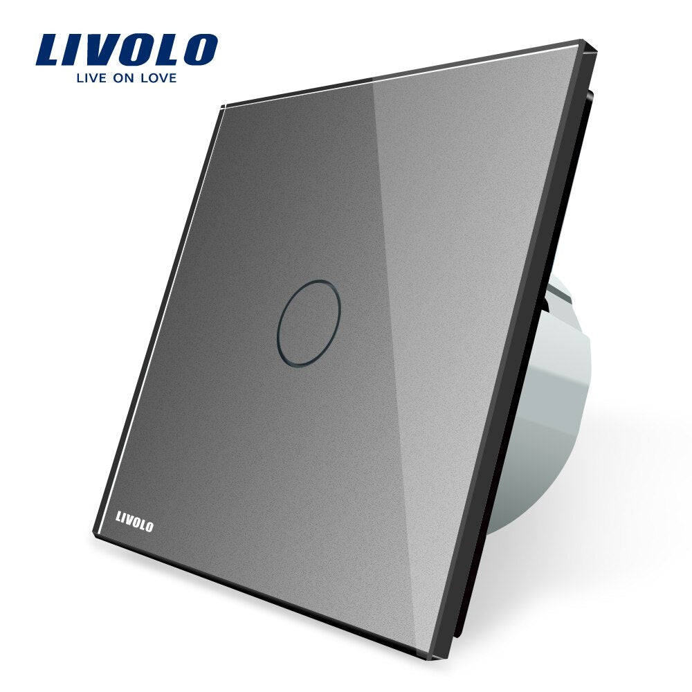 Livolo New Type Touch Switch,Grey Color, 220~250V Touch Screen Wall Light Switch,VL-C701-15