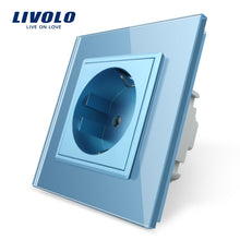 Charger l&#39;image dans la galerie, Livolo EU Standard 16A Power Socket, colorful Crystal Glass Panel, AC 110~250V 16A