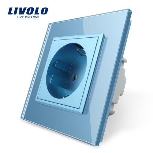 Livolo EU Standard 16A Power Socket, colorful Crystal Glass Panel, AC 110~250V 16A