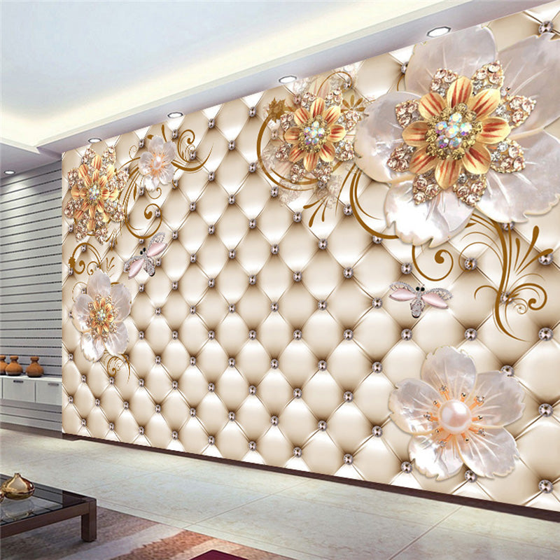 Custom Any Size 3D Mural Wallpaper European Style Crystal Flower Photo Wall Painting