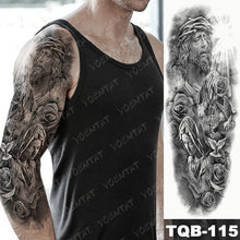 Laden Sie das Bild in den Galerie-Viewer, Large Arm Sleeve Tattoo Lion Crown King Rose Waterproof Temporary Tatoo Sticker Wild Wolf Tiger Men Full Skull Totem Tatto