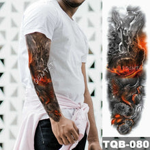 Charger l&#39;image dans la galerie, Large Arm Sleeve Tattoo Lion Crown King Rose Waterproof Temporary Tatoo Sticker Wild Wolf Tiger Men Full Skull Totem Tatto