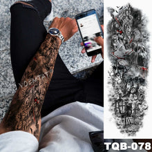 Carica l&#39;immagine nel visualizzatore di Gallery, Large Arm Sleeve Tattoo Lion Crown King Rose Waterproof Temporary Tatoo Sticker Wild Wolf Tiger Men Full Skull Totem Tatto