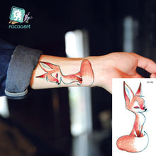 Laden Sie das Bild in den Galerie-Viewer, Rocooart Animal Waterproof Temporary Tattoo Sticker Flamingo Cat Fox Tatoo Body Art Women New Fake Taty Tatuaje Cute Small Tatto
