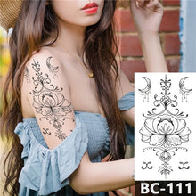 Carica l&#39;immagine nel visualizzatore di Gallery, 1 Sheet Chest Body Tattoo Temporary Waterproof Jewelry Lace Totem Lotus Mandala tatto Decal Waist Art Tatoo Sticker Women